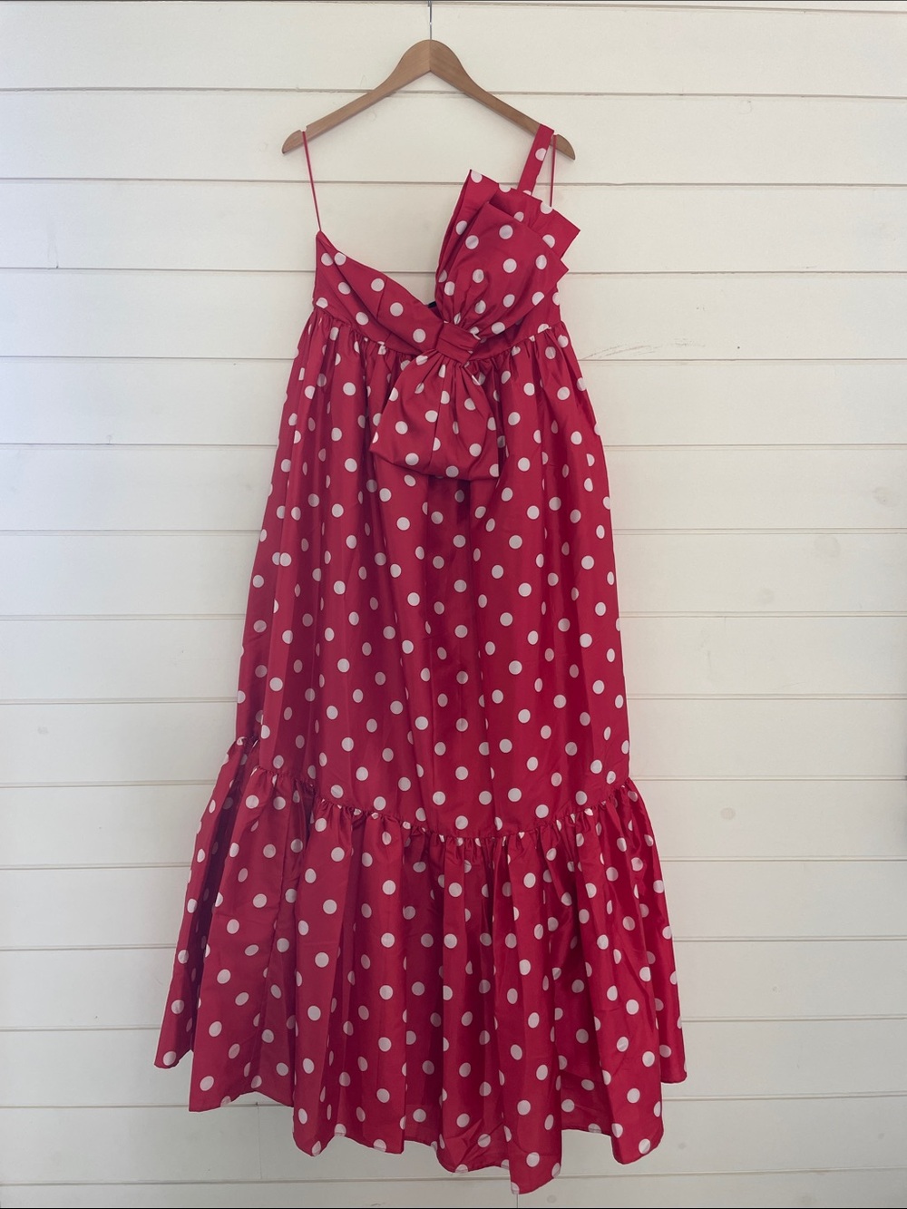 Atsu Red Polka Dot Bow-Front Maxi size M